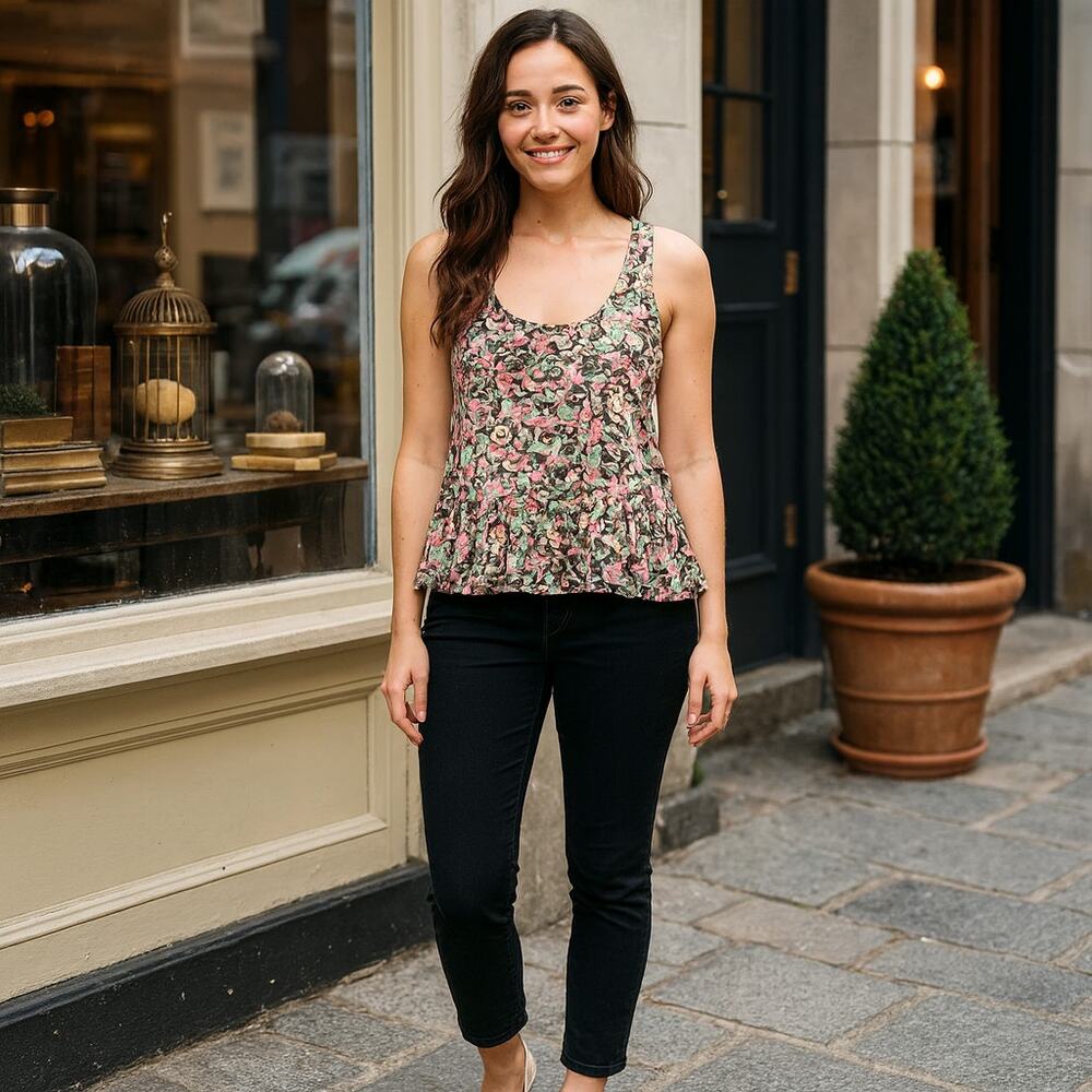 Betsey Johnson Top Ruffle Hem Tank Top